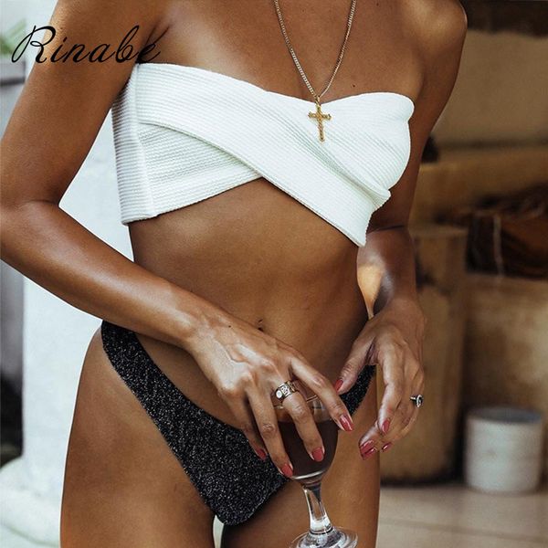 rinabe 2019 shiny fabric bikini bandeau cross bathing suit women swimwear push up swimsuit female high cut bikini set, White;black
rinabe 2019 shiny fabric bikini bandeau cross bathing suit women swimwear push up swimsuit female high cut bikini set, White;black