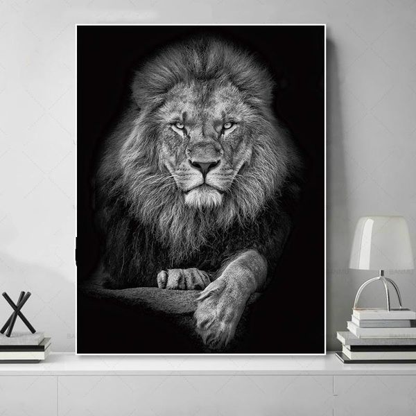 canvas painting animal lion picture poster living room art decoration