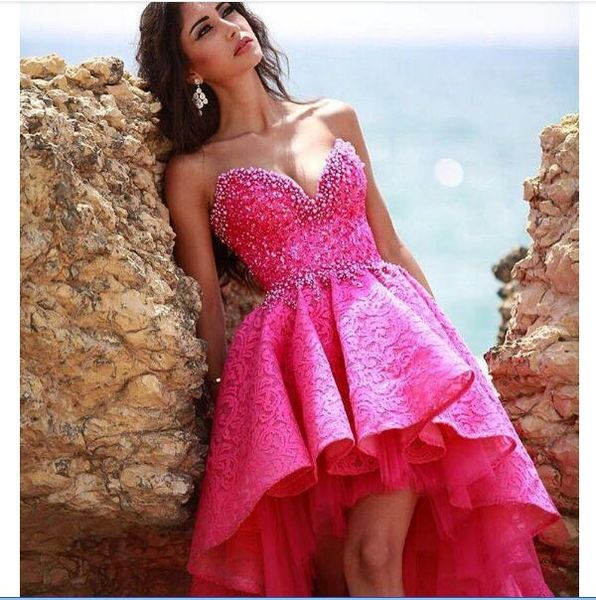 2020 new sweetheart lace high low homecoming dresses beaded stones tulle party short graduation cocktail prom dresses, Red
2020 new sweetheart lace high low homecoming dresses beaded stones tulle party short graduation cocktail prom dresses, Red