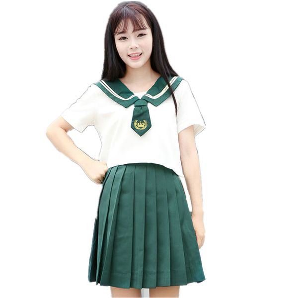school class uniform pleated skirt green sailor costume suits for women japan korean student girls two-piece suit for cosplay, White
school class uniform pleated skirt green sailor costume suits for women japan korean student girls two-piece suit for cosplay, White