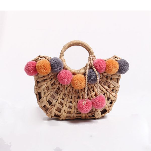 2020 new semi-circular hollow fashion straw bag colorful wool ball ball hand-woven bag shoulder portable super fire beach
2020 new semi-circular hollow fashion straw bag colorful wool ball ball hand-woven bag shoulder portable super fire beach