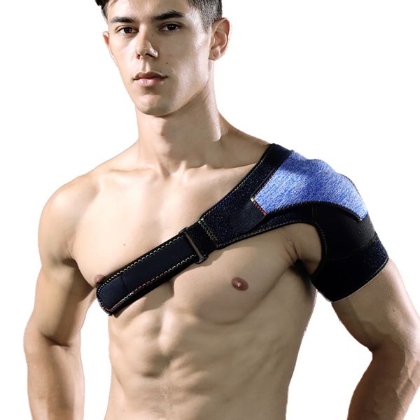 sports care single shoulder support back brace adjustable breathable gym guard strap belt band pads bandage men women, Black;blue
sports care single shoulder support back brace adjustable breathable gym guard strap belt band pads bandage men women, Black;blue