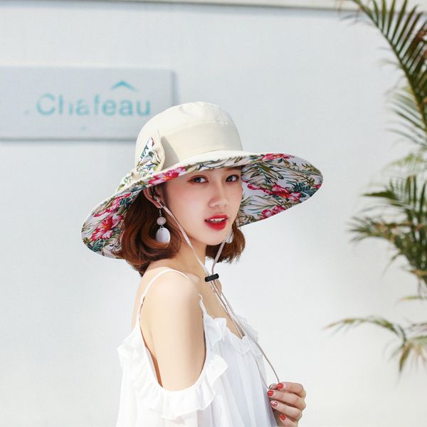 summer women's super big brim sun fashion printing uv protection wind rope fixed beach hat foldable y200619, Blue;gray
summer women's super big brim sun fashion printing uv protection wind rope fixed beach hat foldable y200619, Blue;gray