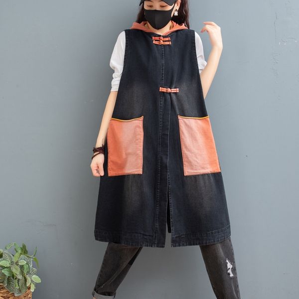 denim women's hooded loose large size korean coat vest style all-match 2020 new autumn over-the-knee long cotton vest coat, Tan;black
denim women's hooded loose large size korean coat vest style all-match 2020 new autumn over-the-knee long cotton vest coat, Tan;black