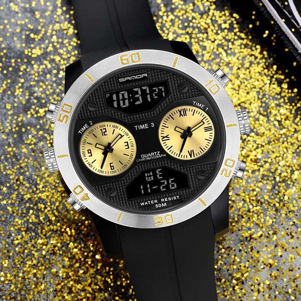 sanda luxury sport watch multi-functional chronograph date wrist watch luminous digital quartz clock resin strap for men reloj, Slivery;brown
sanda luxury sport watch multi-functional chronograph date wrist watch luminous digital quartz clock resin strap for men reloj, Slivery;brown