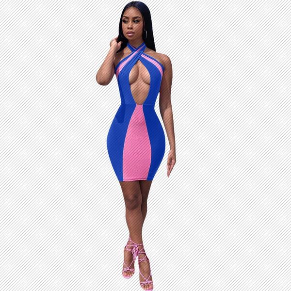 w8180 independent station amazon selling european and american womens fashion sleeveless stitching halter contrasting color dress, White;black 
w8180 independent station amazon selling european and american womens fashion sleeveless stitching halter contrasting color dress, White;black