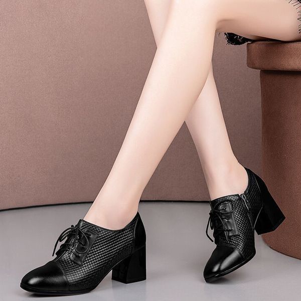 women's autumn winter boots ladies fashion casual square root high heels thick heels lace up leather work shoes, Black
women's autumn winter boots ladies fashion casual square root high heels thick heels lace up leather work shoes, Black