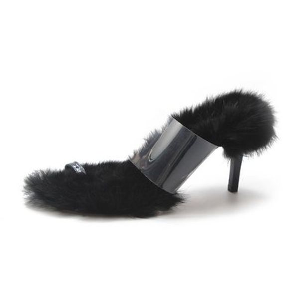 2020 autumn and winter new style wool shoes women's toe fashion wild word with fine heel open toe large size slippers, Black
2020 autumn and winter new style wool shoes women's toe fashion wild word with fine heel open toe large size slippers, Black