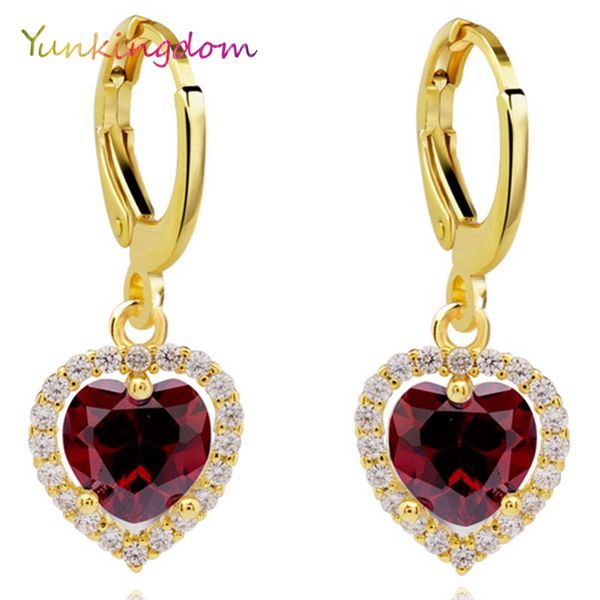 yunkingdom lovely small drop earrings female dark red heart zircon crystal fashion jewelry, Silver
yunkingdom lovely small drop earrings female dark red heart zircon crystal fashion jewelry, Silver