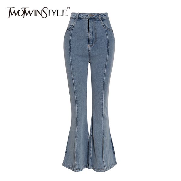 twotwinstyle elegant slim women full length pant high wiast elegant flare denim pants for female fashion clothes 2020 summer new, Blue
twotwinstyle elegant slim women full length pant high wiast elegant flare denim pants for female fashion clothes 2020 summer new, Blue