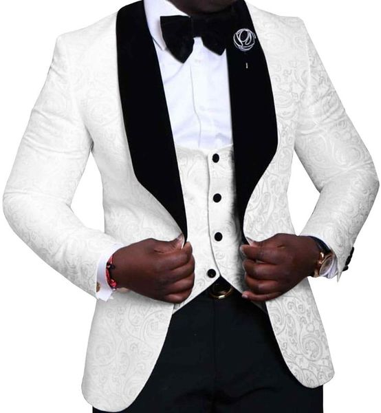 ivory mens suits 3 pieces floral jacquard black shawl lapel groomsmen tuxedos for wedding suits men (blazer+vest+pants), White;black
ivory mens suits 3 pieces floral jacquard black shawl lapel groomsmen tuxedos for wedding suits men (blazer+vest+pants), White;black