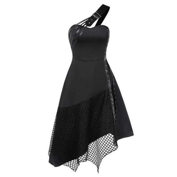 ladies gothic retro ladies dress new fashion casual belt oblique shoulder mesh stitching sleeveless comfortable dress#yl5, Black;gray
ladies gothic retro ladies dress new fashion casual belt oblique shoulder mesh stitching sleeveless comfortable dress#yl5, Black;gray