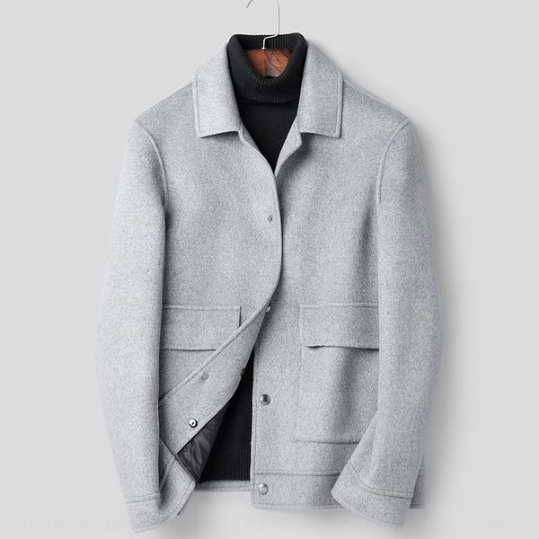 wool woolen down cashmere-men's jacket new down jacket short coat short coat double-sided, Black