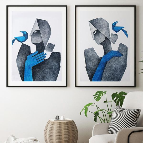 abstract blue bird canvas painting women poster and print modern lines wall art picture for living room home decor (no frame)
abstract blue bird canvas painting women poster and print modern lines wall art picture for living room home decor (no frame)