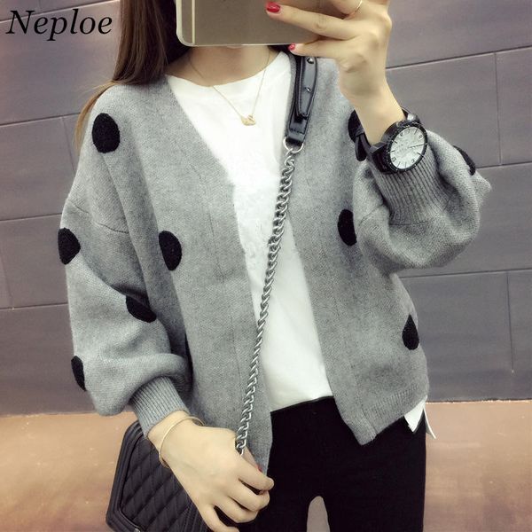 neploe short cardigans autumn woman coat 2020 long lantern sleeve v-neck knit outwear fashion dot woman knitwear 33567, White
neploe short cardigans autumn woman coat 2020 long lantern sleeve v-neck knit outwear fashion dot woman knitwear 33567, White