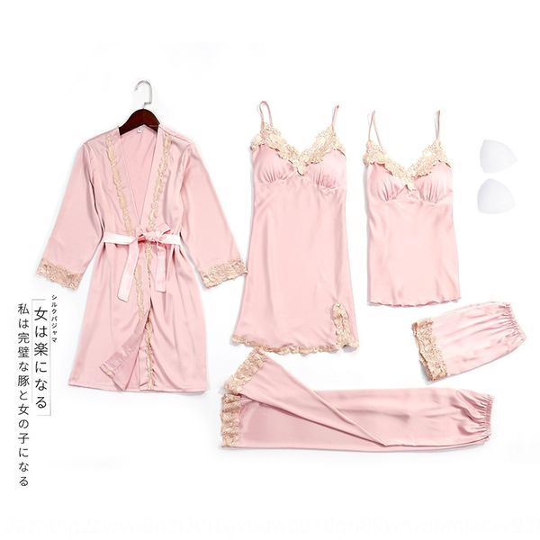 imitation silk suspender nightdress with chest pad five-piece sling pajamas thin nightgown set large size autumn pajamas female, Blue;red
imitation silk suspender nightdress with chest pad five-piece sling pajamas thin nightgown set large size autumn pajamas female, Blue;red