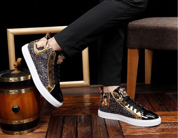 2019i new casual men's boots color sequins, personality wild sports shoes, tide shoes, original box packaging 38-4411, Black
2019i new casual men's boots color sequins, personality wild sports shoes, tide shoes, original box packaging 38-4411, Black