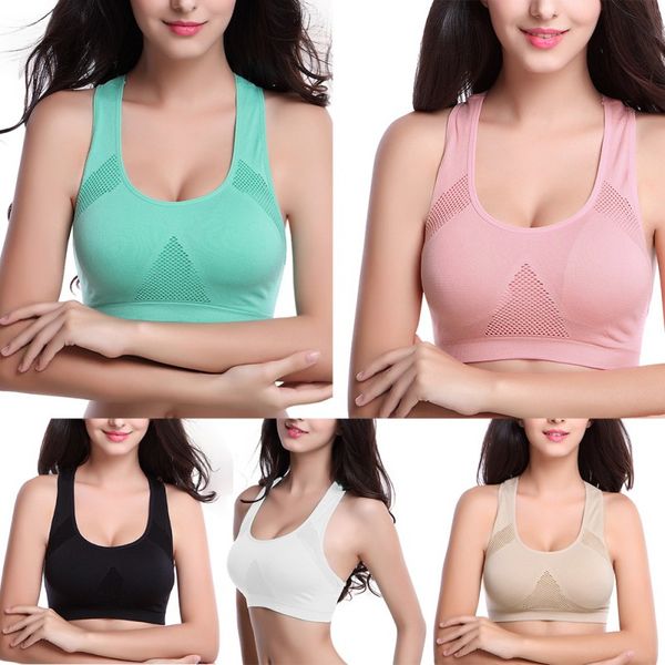 gym clothing women sports yoga bra solid absorb sweat mesh breathable push up padded running fitness, White;black
gym clothing women sports yoga bra solid absorb sweat mesh breathable push up padded running fitness, White;black
