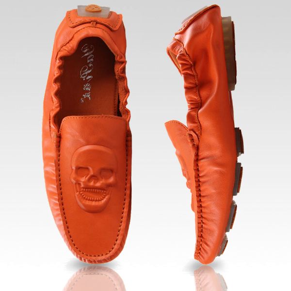 men's skull casual shoes genuine leather loafers designer soft breathable moccasins homme male driving boat shoes, Black
men's skull casual shoes genuine leather loafers designer soft breathable moccasins homme male driving boat shoes, Black