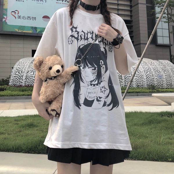 lin er chao ren club black and white portrait girl country chao brand short sleeve animation men and women couple loose dark ins style, White;black
lin er chao ren club black and white portrait girl country chao brand short sleeve animation men and women couple loose dark ins style, White;black