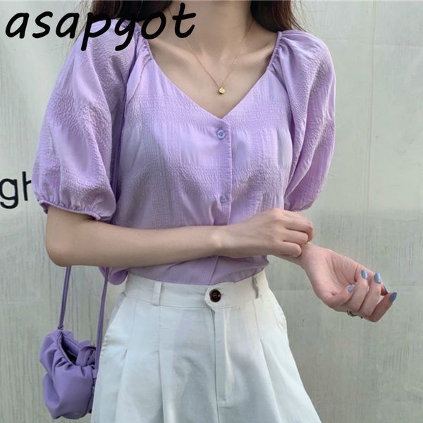v neck pleated puff sleeve womens and blouses single-breasted blouse women purple women shirts 4 color korean chic blusas, White
v neck pleated puff sleeve womens and blouses single-breasted blouse women purple women shirts 4 color korean chic blusas, White