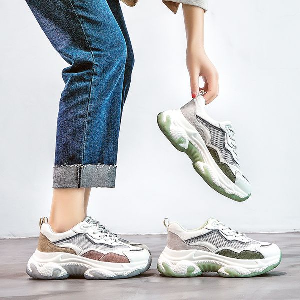 genuine leather women chunky sneakers 2020 platform women shoes fashion woman trainers ladies footwear, Black
genuine leather women chunky sneakers 2020 platform women shoes fashion woman trainers ladies footwear, Black