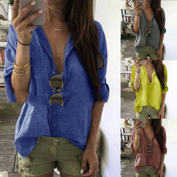 sleeve casual female clothing autumn womens designer tshirts loose solid color lapel neck single breasted long, White
sleeve casual female clothing autumn womens designer tshirts loose solid color lapel neck single breasted long, White