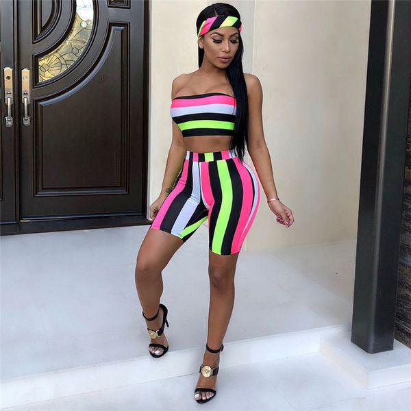 two piece set women print multicolor stripe sleeveless strapeless elastic crop short pants suit beach outwear, Gray
two piece set women print multicolor stripe sleeveless strapeless elastic crop short pants suit beach outwear, Gray