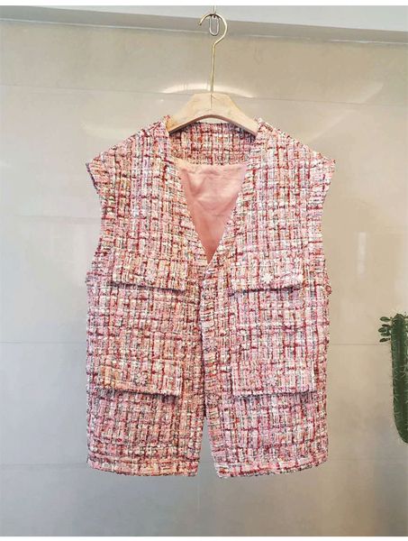 2020 brand same style vest coat tweed button sleeveless plaid fashion womens clothes huilin, Black;white
2020 brand same style vest coat tweed button sleeveless plaid fashion womens clothes huilin, Black;white