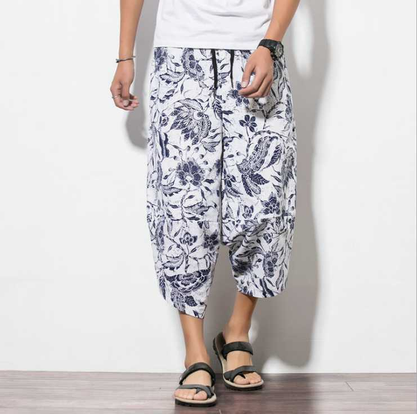 2020 trend japanese summer linen capris men's printed casual loose large cotton harem pants 7 pants men's, Black
2020 trend japanese summer linen capris men's printed casual loose large cotton harem pants 7 pants men's, Black