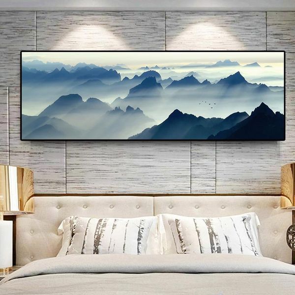 

современная новая китайская стена искусство пейзаж горы плакат картина холст картина стены искусства для гостиной home decor (без рамки