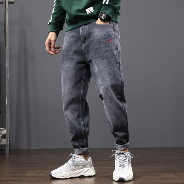 men's jeans fashion streetwear men loose fit black gray embroidery designer denim harem pants homme japanese vintage hip hop, Blue
men's jeans fashion streetwear men loose fit black gray embroidery designer denim harem pants homme japanese vintage hip hop, Blue