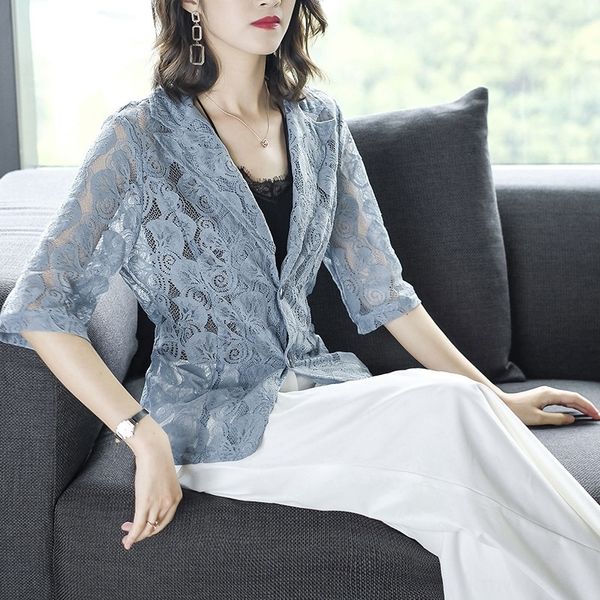 danmu same hollow-out small suit jacket for women 2020 new half sleeve thin slim lace coat lace fashion, White;black
danmu same hollow-out small suit jacket for women 2020 new half sleeve thin slim lace coat lace fashion, White;black