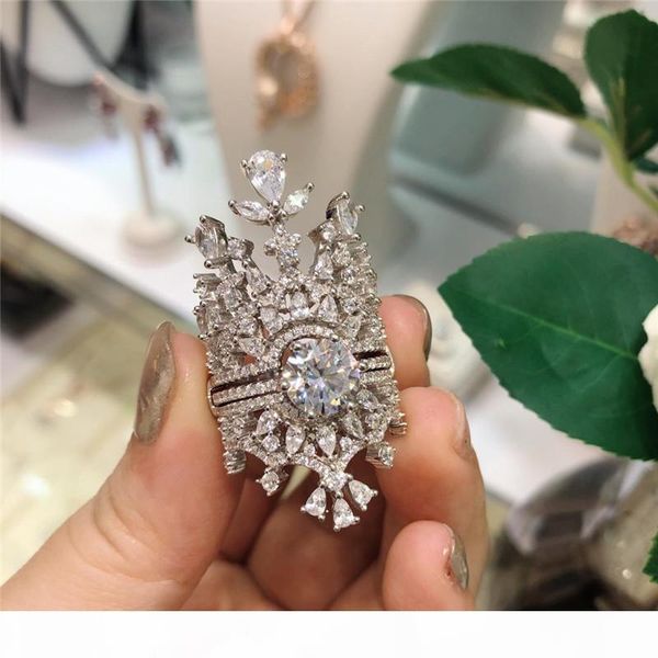 luxury diamond wedding rings designer sparkly two piece set crown rings for women wedding party fashion jewelry gifts ing, Silver 
luxury diamond wedding rings designer sparkly two piece set crown rings for women wedding party fashion jewelry gifts ing, Silver