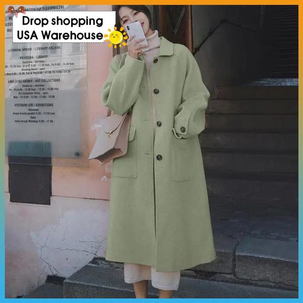 women's wool & blends pocket woolen coat women mid-length korean autumn and winter 2021 temperament padded cotton thick, Black
women's wool & blends pocket woolen coat women mid-length korean autumn and winter 2021 temperament padded cotton thick, Black