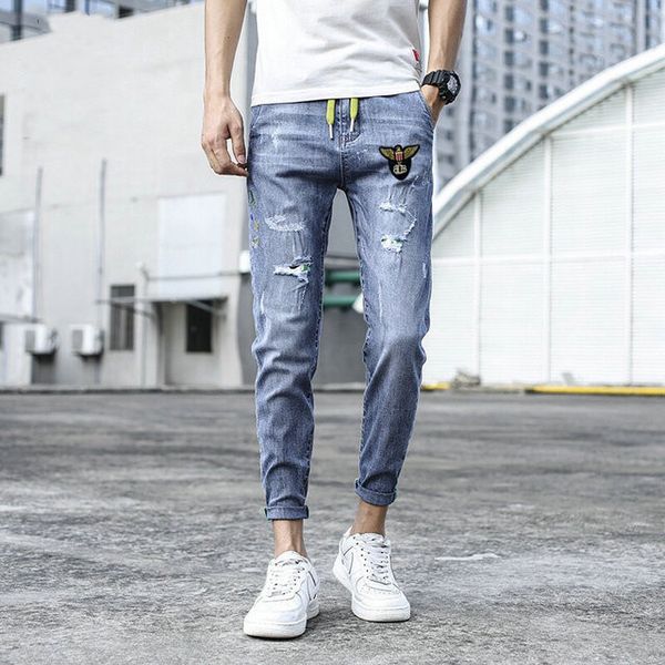 slim fit ripped jeans men hi street hip hop mens trousers denim joggers pants knee holes washed destroyed jeans, Blue
slim fit ripped jeans men hi street hip hop mens trousers denim joggers pants knee holes washed destroyed jeans, Blue