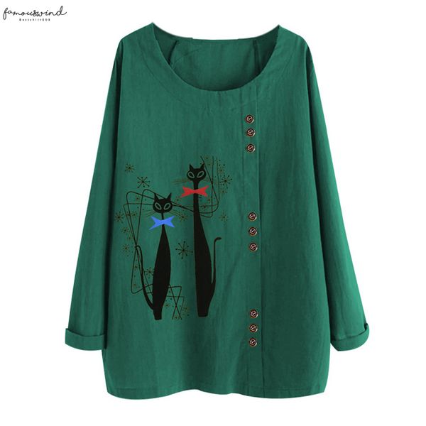 women fashion shirt cat print round neck long sleeve crew collar plus size ~3xl loose casual blouse floral autumn buttons shirt, White
women fashion shirt cat print round neck long sleeve crew collar plus size ~3xl loose casual blouse floral autumn buttons shirt, White