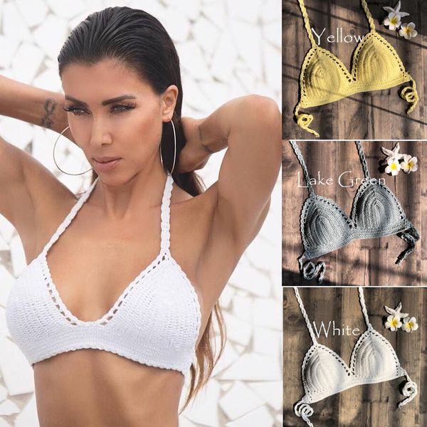 women's swimwear 2021 bikini crochet swimsuit hollow out beach bra boho halter knitted swimming brazilian bikinis bathing suit, White;black
women's swimwear 2021 bikini crochet swimsuit hollow out beach bra boho halter knitted swimming brazilian bikinis bathing suit, White;black