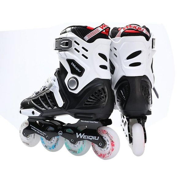 1 Pair Skates 8 Wheels Full Flash Led Wheel Skates Fancy Straight Roller Professional Men And Women Shoes