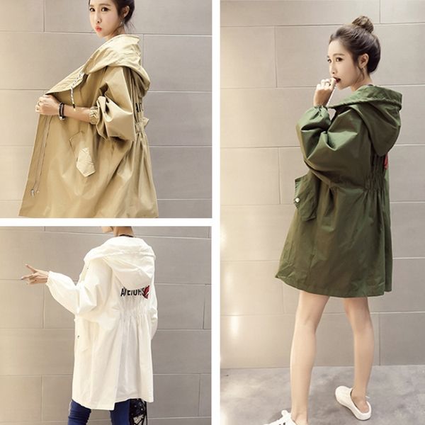 2019 autumn new drawstring printed coat korean style mid-length loose student hooded windbreaker coat windbreaker for women, Tan;black
2019 autumn new drawstring printed coat korean style mid-length loose student hooded windbreaker coat windbreaker for women, Tan;black