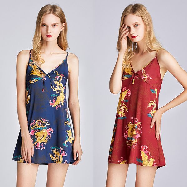 summer women spaghestrap nightdress dragon print chinese vintage nighty satin bow night gown backless sleepwear, Black;red
summer women spaghestrap nightdress dragon print chinese vintage nighty satin bow night gown backless sleepwear, Black;red