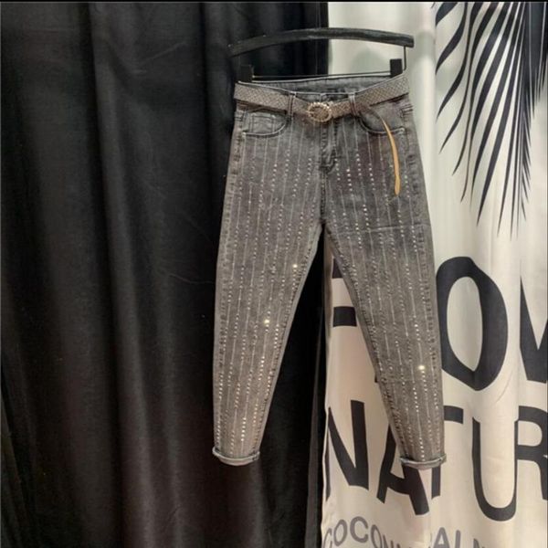 women's jeans high street heavy industry drilling slimming pencil pants autumn waist denim grey femme, Blue
women's jeans high street heavy industry drilling slimming pencil pants autumn waist denim grey femme, Blue