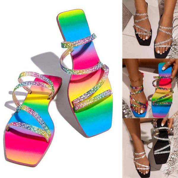 women summer flat bling slippers 2020 rhinestone rainbow gladiator sandals female flip flops sandals beach ladies summer shoes, Black
women summer flat bling slippers 2020 rhinestone rainbow gladiator sandals female flip flops sandals beach ladies summer shoes, Black