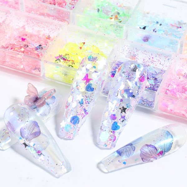 12 grids/set nail sequin paillettes butterfly chrome flakes mixed colors holographic glitter 3d nail art sequin pigment chnh/th, Silver;gold
12 grids/set nail sequin paillettes butterfly chrome flakes mixed colors holographic glitter 3d nail art sequin pigment chnh/th, Silver;gold