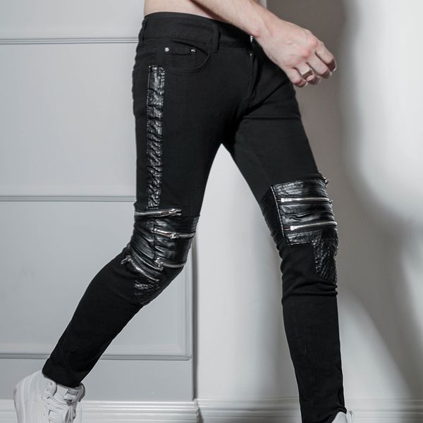 hip-hop, leather pu, zip-up jeans, hip-hop, men's plus-size pants, skinny pants, nightclub hip-hop slim pants, Black
hip-hop, leather pu, zip-up jeans, hip-hop, men's plus-size pants, skinny pants, nightclub hip-hop slim pants, Black