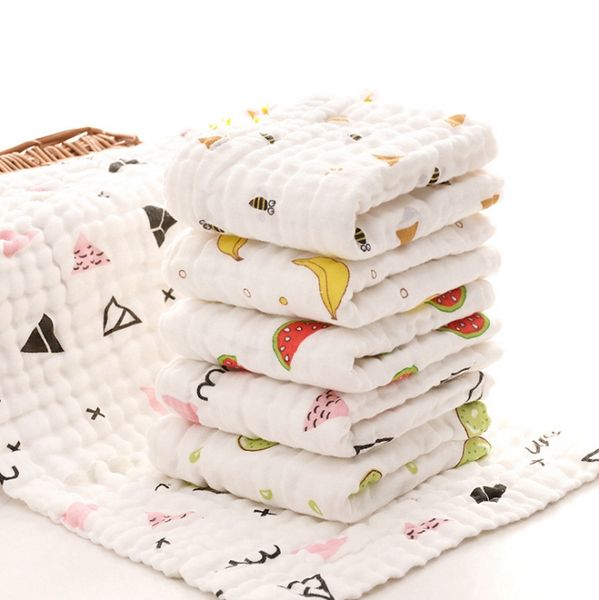 Image of Baby Towels 100% Cotton Gauze Newborn Burp Cloths Muslin Baby Face Towels Baby Bath Wrap Infant Boys Girls Washcloth 30 Designs 10pcs DW4154