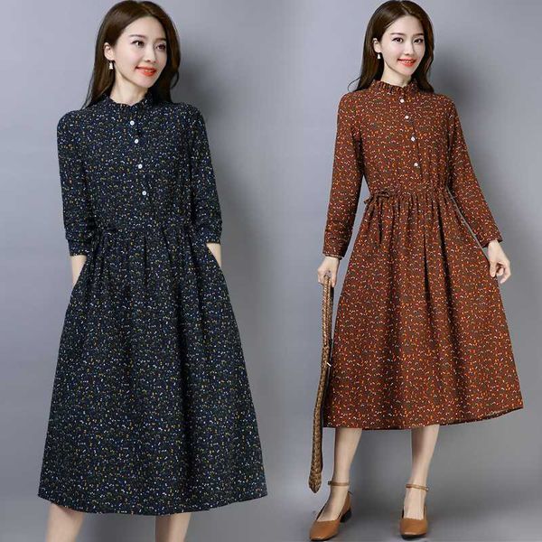 casual dresses fashion 2021 women cotton linen spring summer dress long sleeve stand collar loose solid color vintage, Black;gray
casual dresses fashion 2021 women cotton linen spring summer dress long sleeve stand collar loose solid color vintage, Black;gray