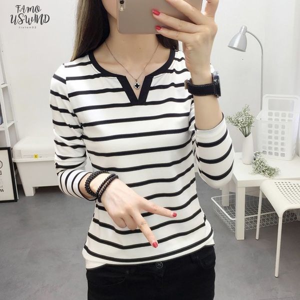 women t shirts classic cotton striped color winter t shirt women v neck casual full sleeve t shirt drop shipping, White
women t shirts classic cotton striped color winter t shirt women v neck casual full sleeve t shirt drop shipping, White