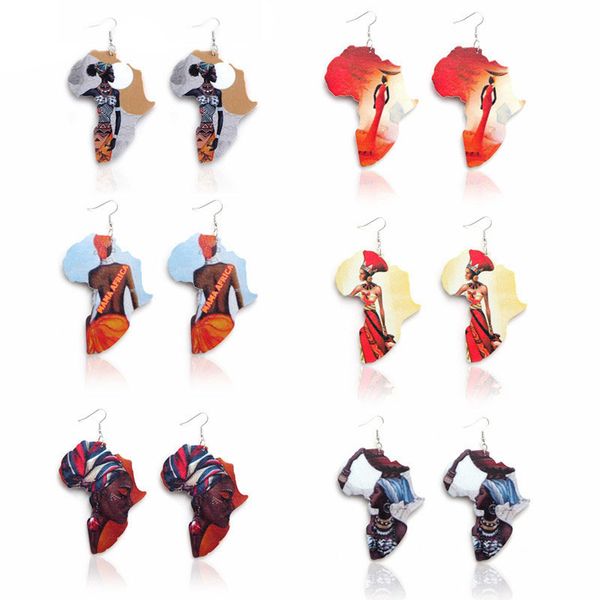 new african maps wooden designer earrings printed african female pattern wood charm pendant hoop earring dangle ear hook ear drop for women, Silver
new african maps wooden designer earrings printed african female pattern wood charm pendant hoop earring dangle ear hook ear drop for women, Silver