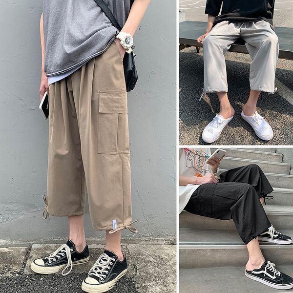2020 new spring autumn casual straight drape calf-length cargo pants male chic solid bow tie beam feet loose jogger trousers w15, Black
2020 new spring autumn casual straight drape calf-length cargo pants male chic solid bow tie beam feet loose jogger trousers w15, Black